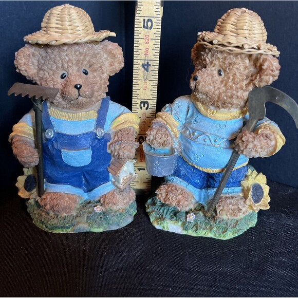 Vintage Lot of 2 Adorable K’s Collection Teddy Bear Working Gardening Figurines - Picture 6 of 10